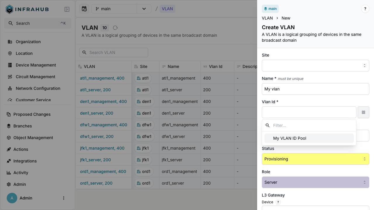 Allocating Number Pool - Before